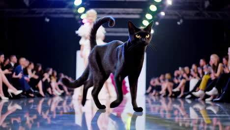 black cat on fashion runway