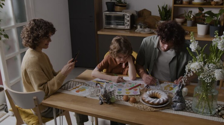 Family Celebrating Easter Together