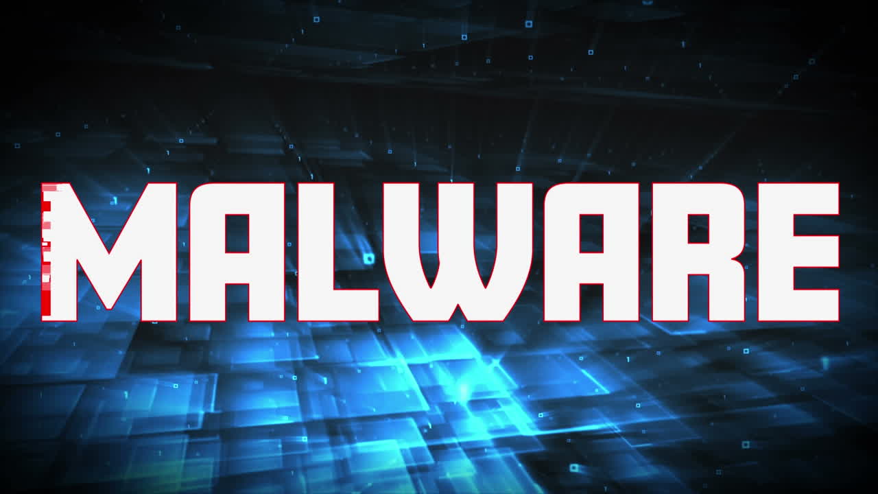 texto de malware contra un fondo negro