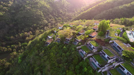 Birds-Eye-View-of-Maua-Resort-in-Nusa-Penida-on-Hill-Top-in-Bali-Indonesia---Aerial-Parallax-Motion