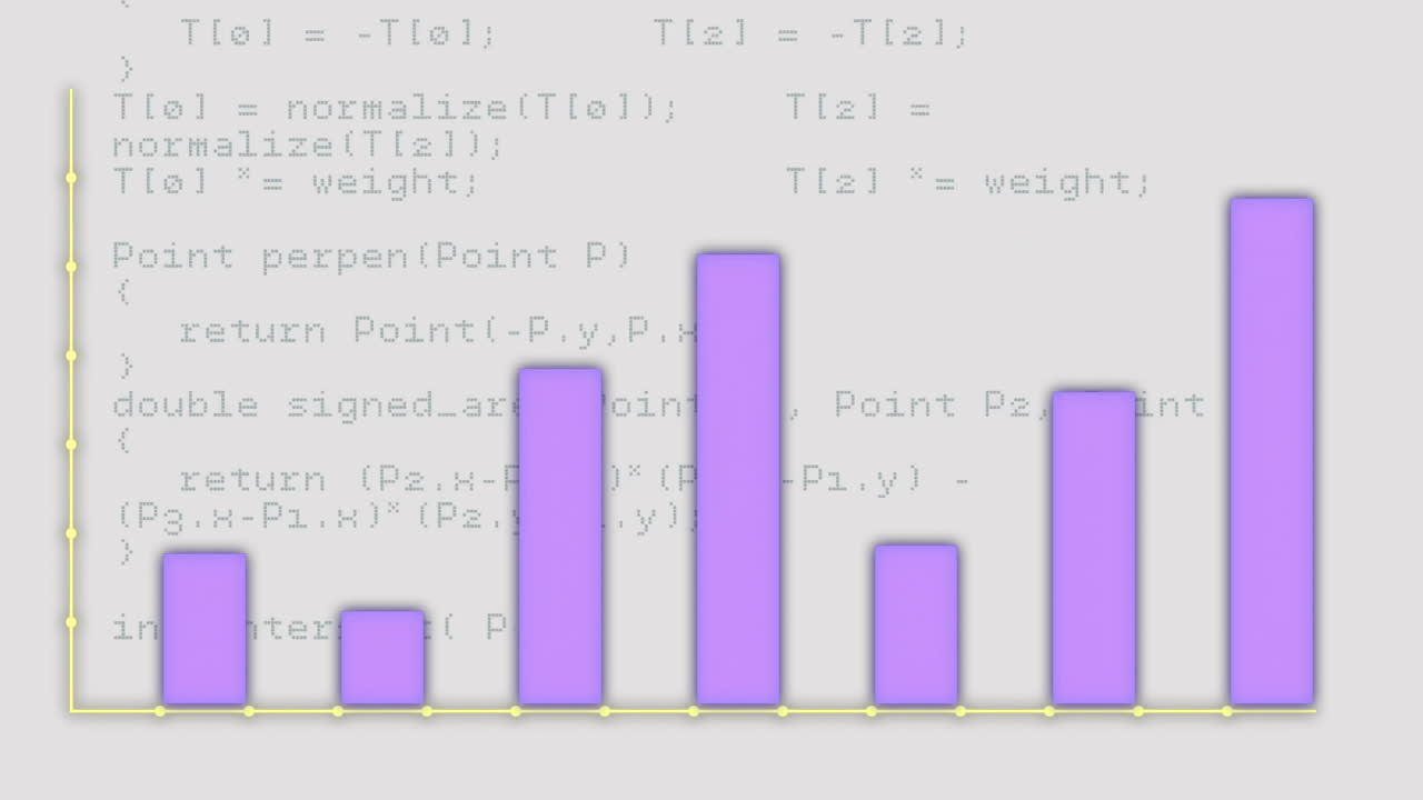 회색 배경 위에 금융 데이터 처리의 애니메이션
