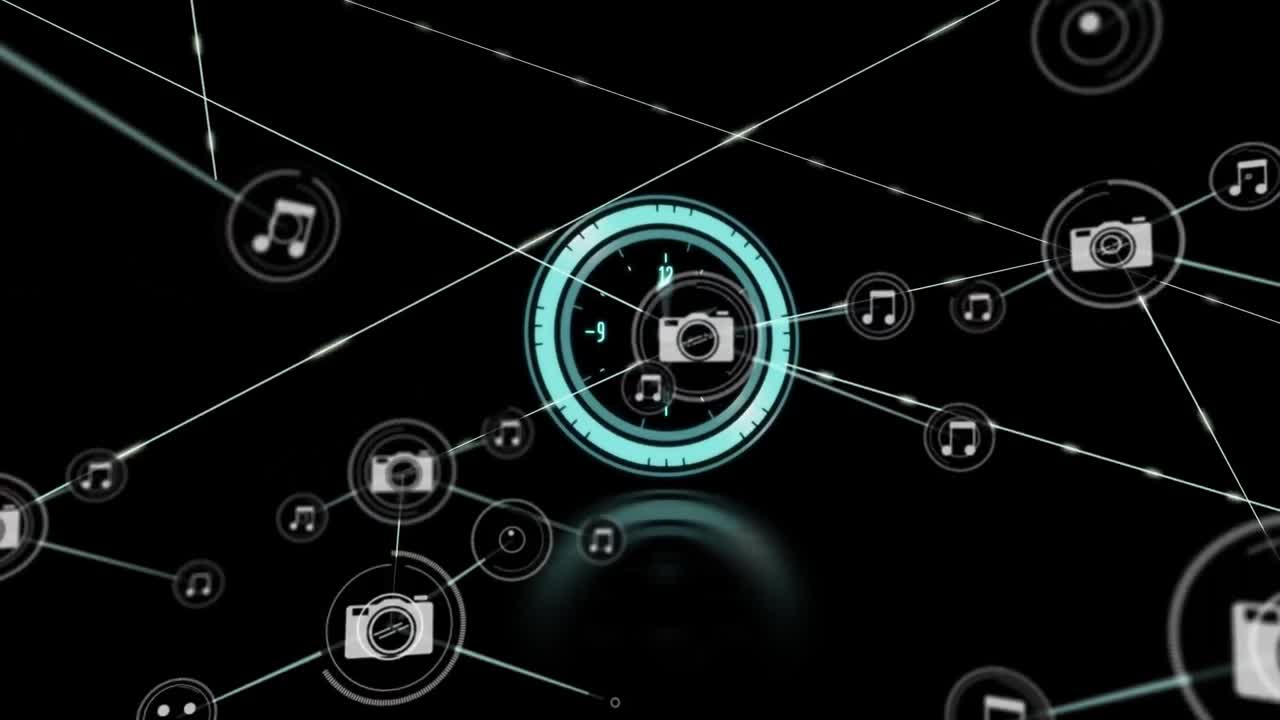 시계에 대한 아이콘으로 연결 네트워크의 애니메이션