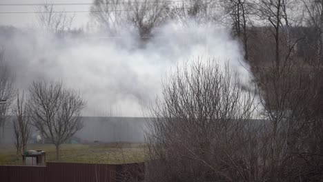 fire in the courtyard of a private house. aerial shooting