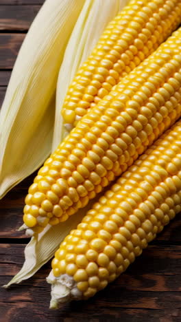 fresh corn on a wooden table