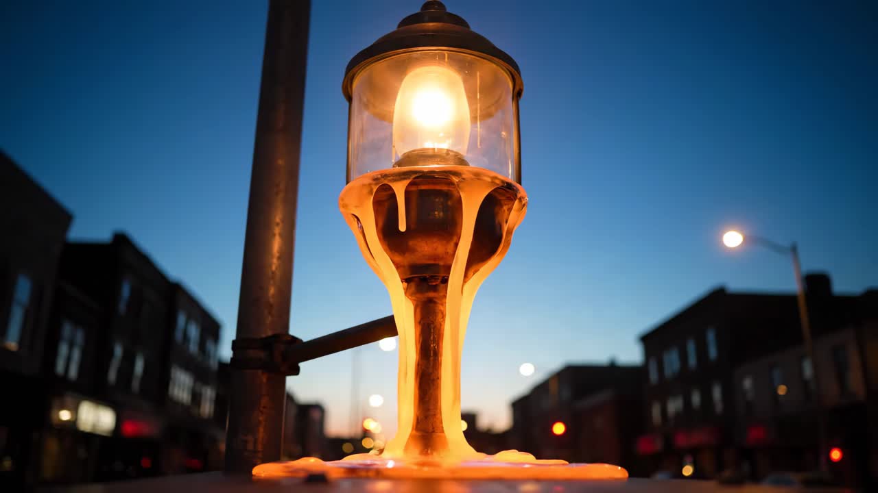 Wax Dripping from Street Light at Night