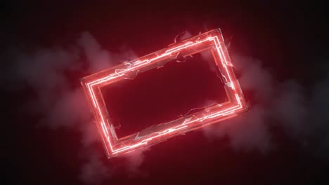 glowing red neon frame with smoke background