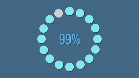 circular progress animation with percentage increments on a blue background, transitioning smoothly from 5% to 100% in 8 seconds