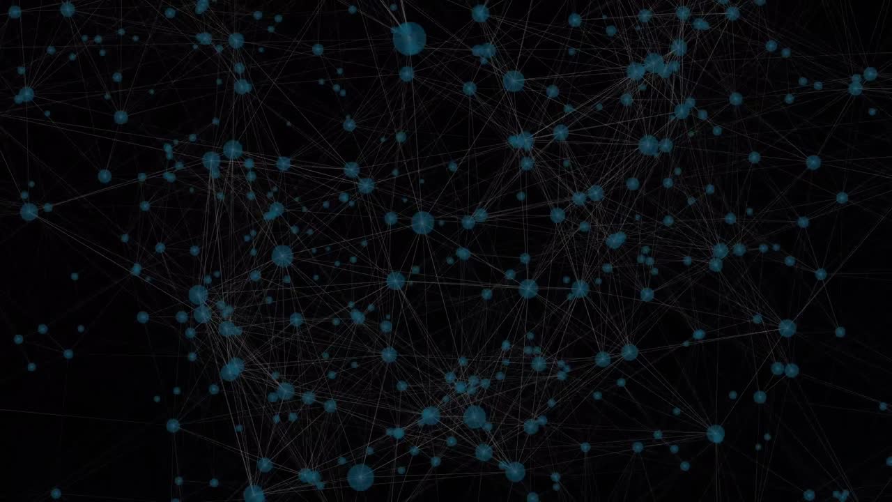 Animation of network of connections floating against black background