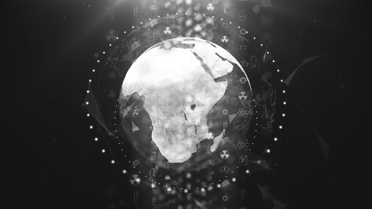 산업적 용도로 지구 행성의 존재에 대한 개념 - 어두운 세계의 흑백 표현