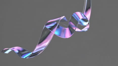 abstract iridescent ribbon on grey background