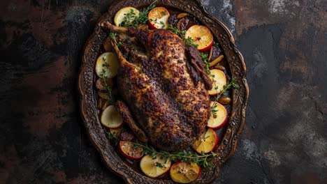 roasted duck with fruit and herbs