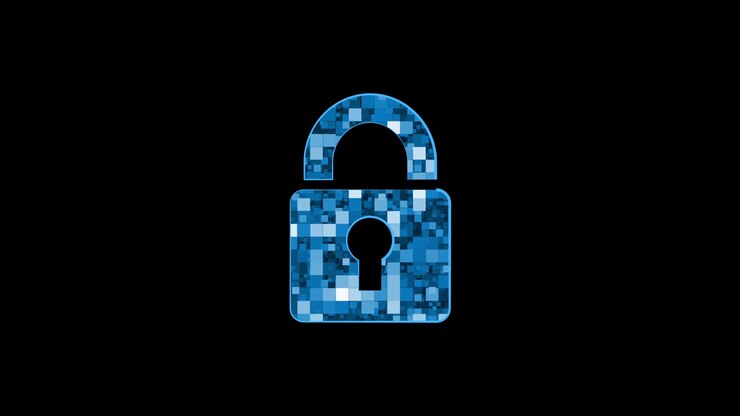 Digital Padlock Icon Animation with Pixelated Texture