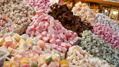 colorful turkish delight display at a market