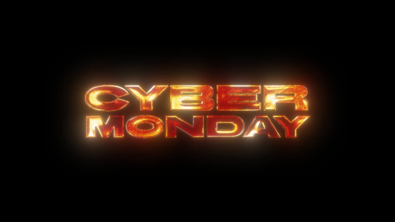 Glowing Animated Cyber Monday Text on Black Background