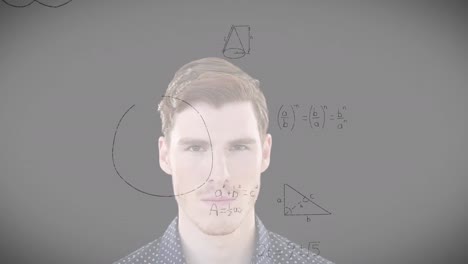 animation of mathematical formulas over caucasian men