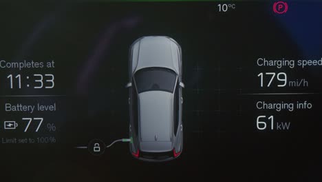 electric car dashboard display information ev  re-charge progress