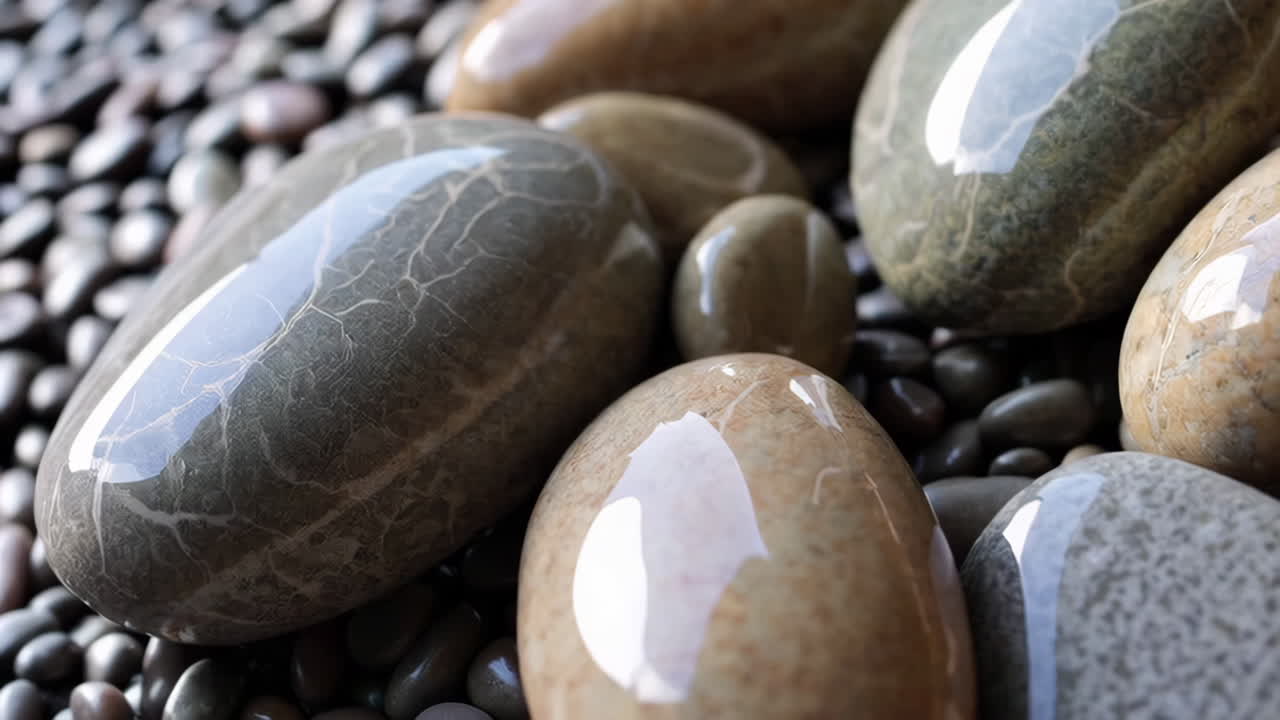 Close-up of wet polished stones