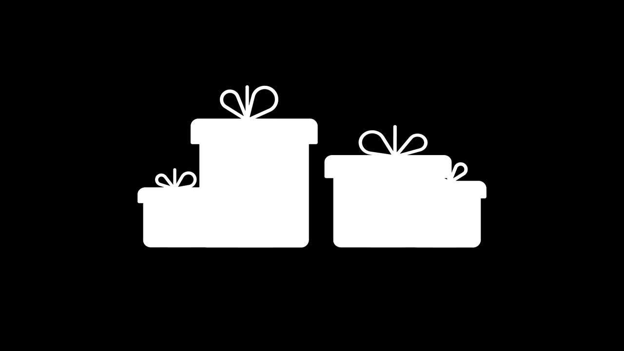 Dancing gift boxes. Holiday concert. Alpha channel