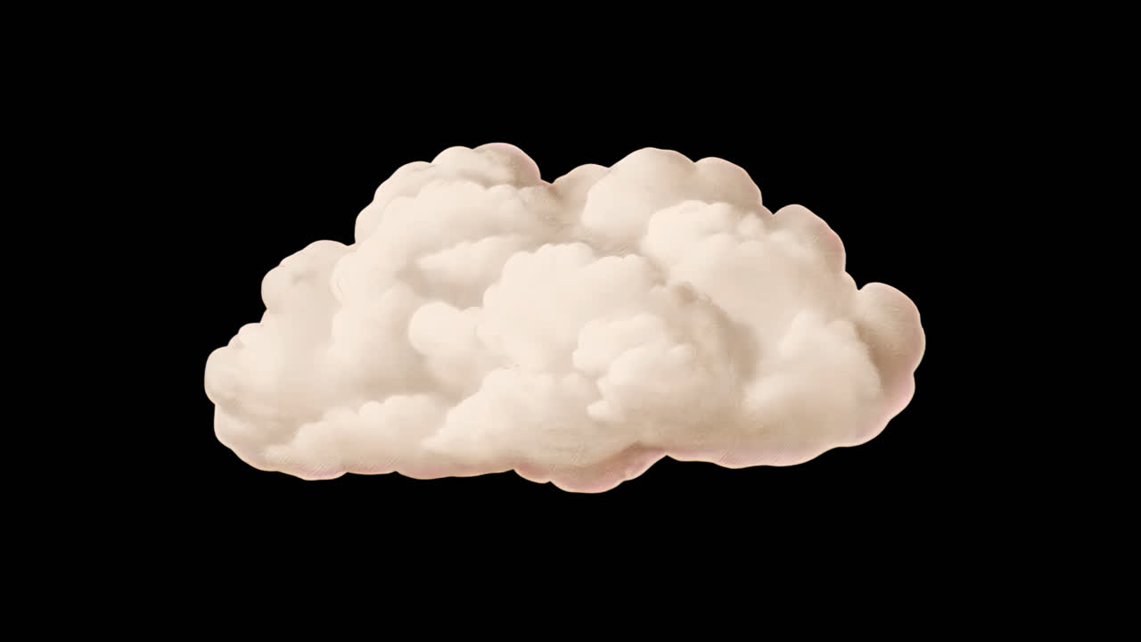 Vintage cloud illustration animation isolated asset, transparent 4K video, alpha channel, ProRes