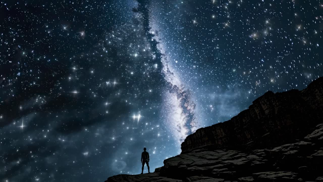 Silueta de una persona contemplando un cielo estrellado con la Vía Láctea