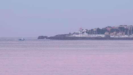 Static-shot-of-Santa-Marta-Lighthouse-in-Cascais,-Portugal