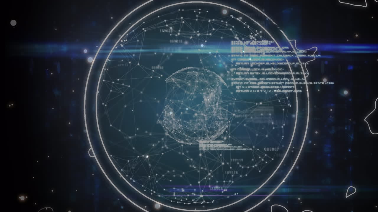 animación de la red de conexiones y procesamiento de datos en todo el mundo