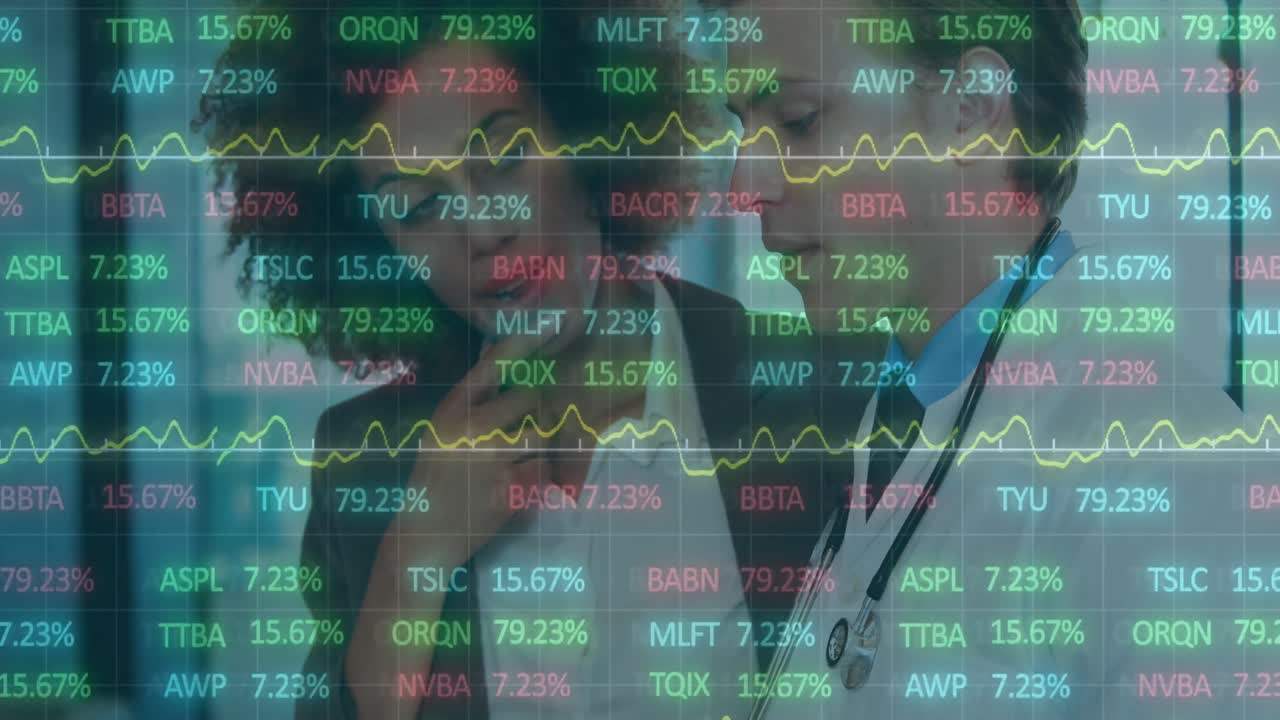 두 명의 다른 의사들에 대한 데이터 처리의 애니메이션