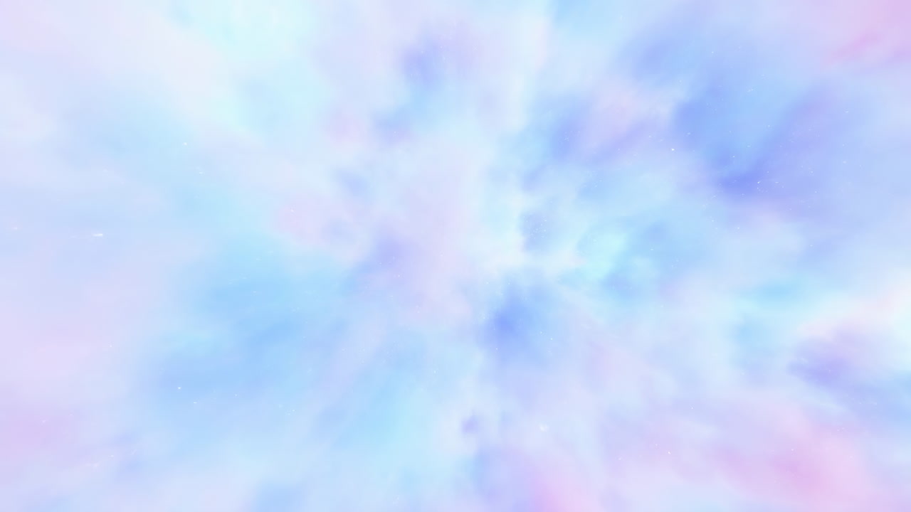 Esplosione di nuvole pastello che turbinano in messa a fuoco morbida, foschia sognante, atmosfera tranquilla, stelle e luce sottili, ideale