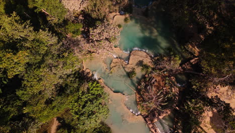 aerial view of the stunning semuc champey waterfalls in guatemala