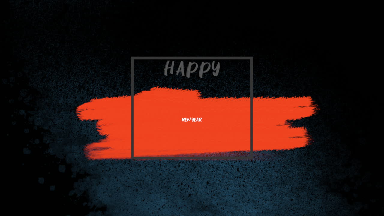 파란색 그라데이션에 빨간색 브러시로 새해 축하 문자