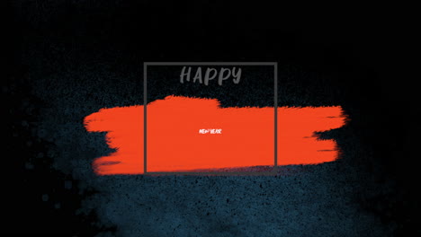 happy new year text with red stroke brush on blue gradient