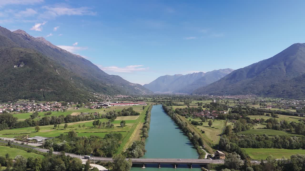 Fly over bridge at Adda river in Italy