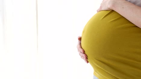 mujer embarazada con las manos en el vientre