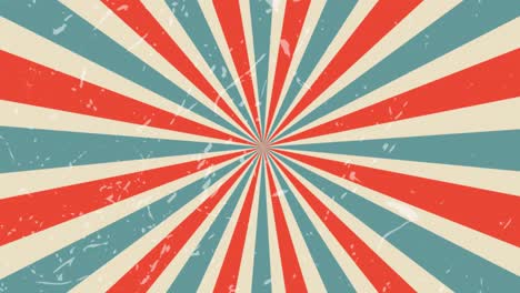 animation of red, blue and cream vintage stripes spinning on seamless loop