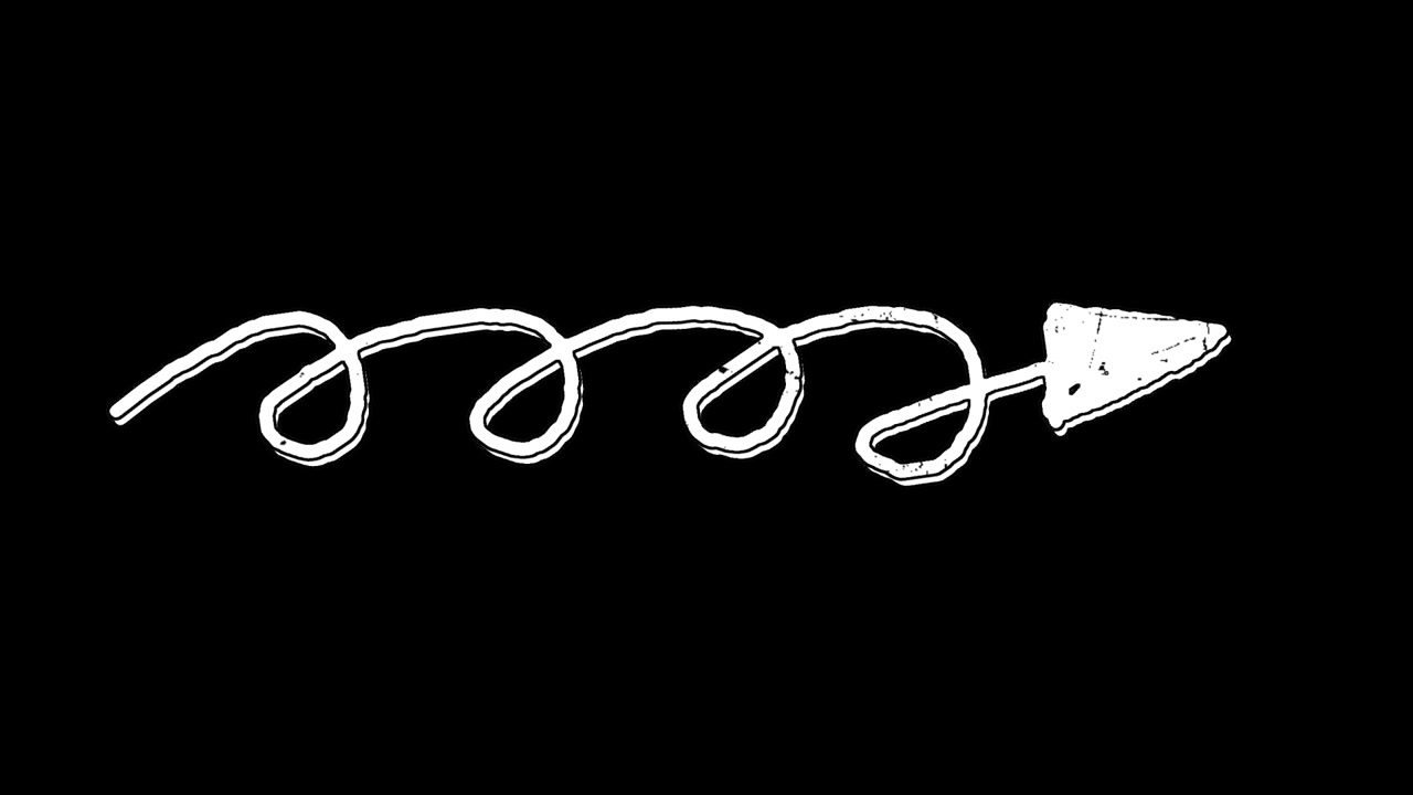 Animated Hand Drawn Spiral Arrow Pointing Right on Black Background