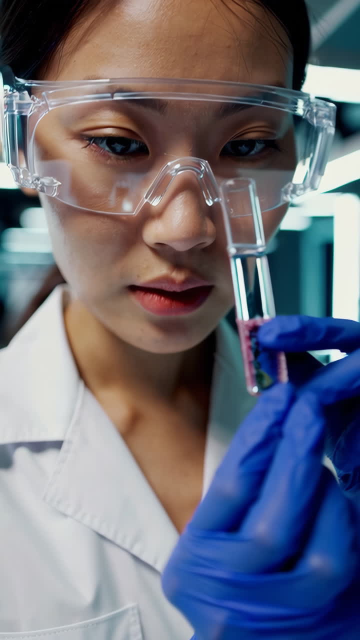 Scientist Examining a Test Tube in a Laboratory Setting