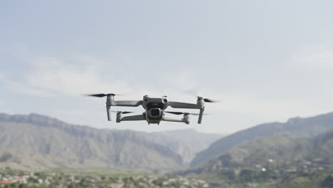 drone flying over mountains