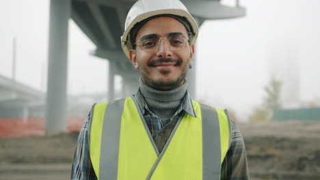 construction worker portrait on a bridge site