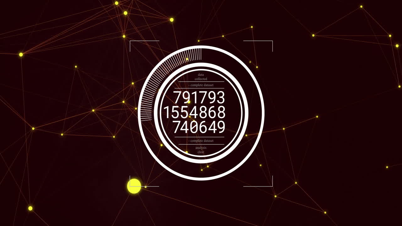 animación del procesamiento de datos financieros sobre un fondo oscuro