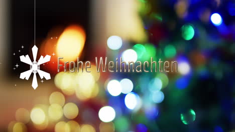 Animation-Des-Textes-„Frohe-Weihnachten“-über-Einem-Hintergrund-Aus-Sternen-Und-Lichterketten