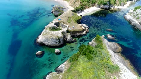 aeiral view of kilimli bay - drone