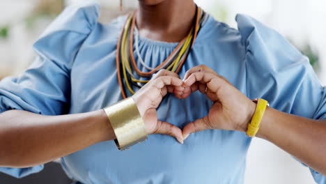 Black-woman,-hands-and-heart-sign-for-business