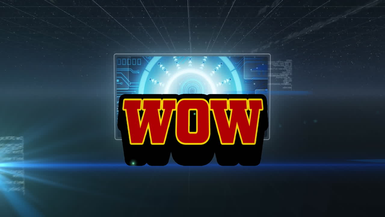 animación del texto wow sobre el escaneo del alcance y el procesamiento de datos