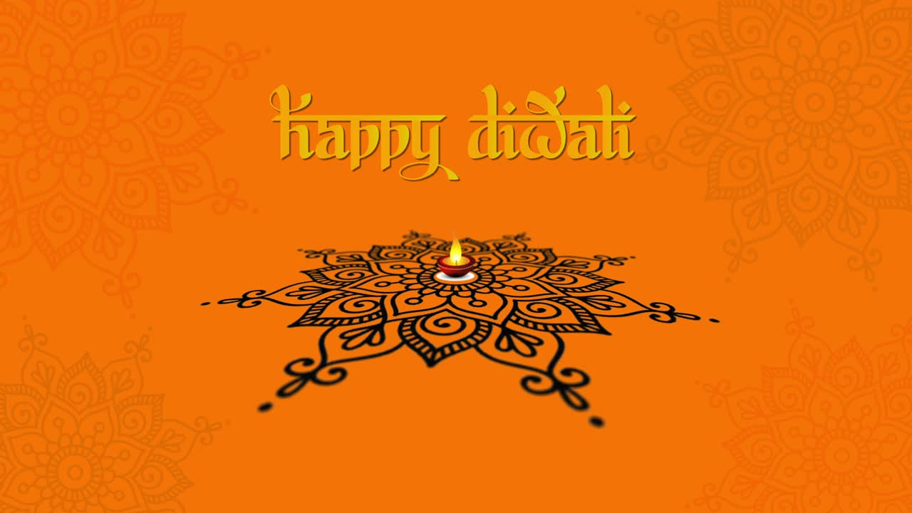 felice diwali rangoli india arancione