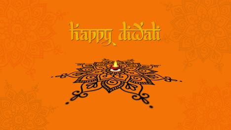 feliz diwali rangoli india naranja