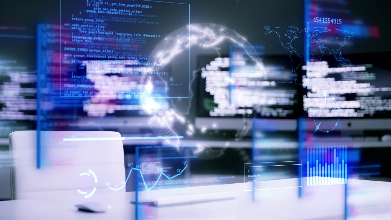 Programming, coding and 3D dashboard at night