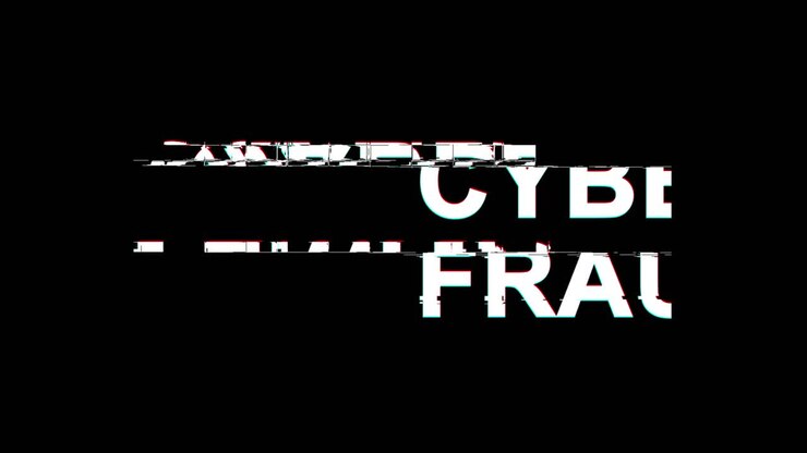 Cyber fraud glitch effect text digital tv distortion