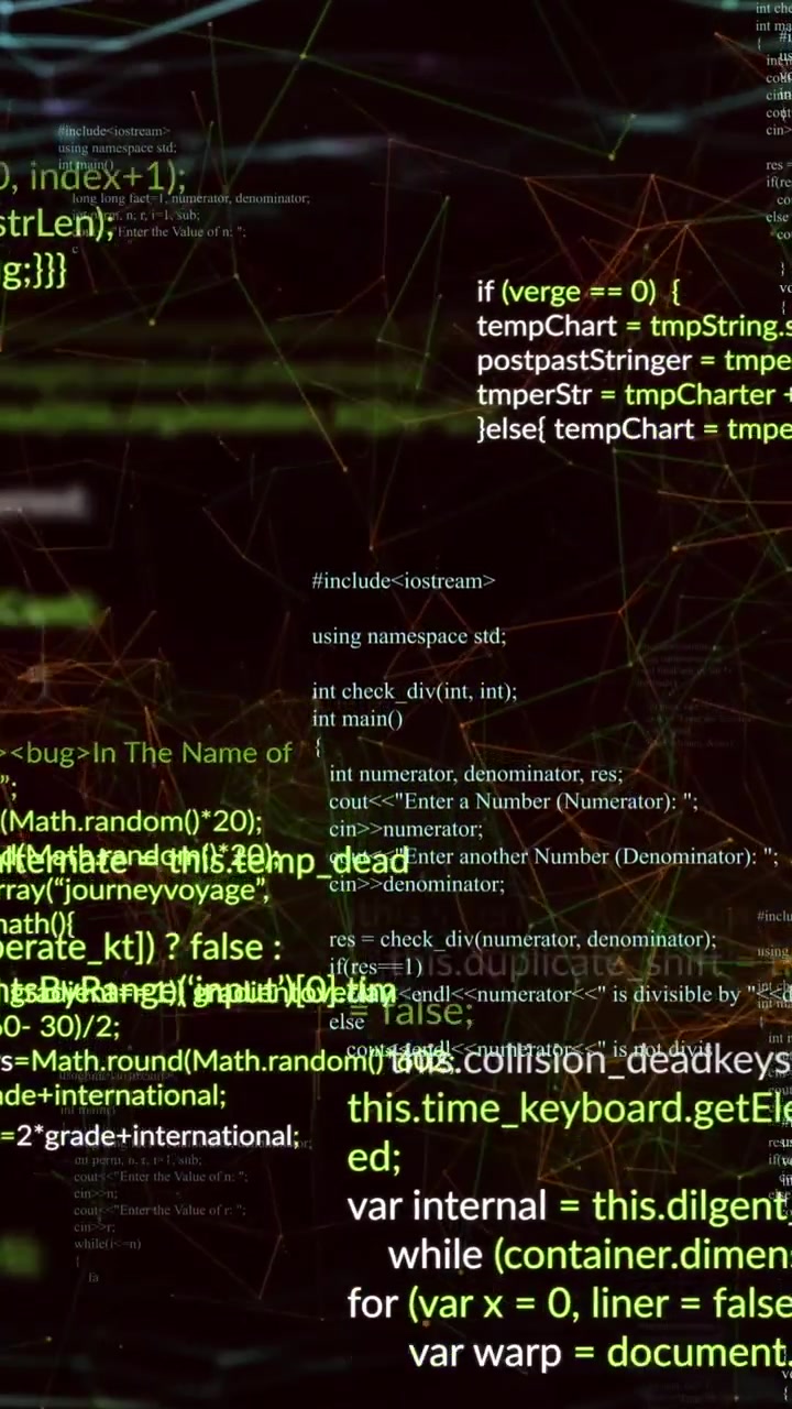Animazione di elaborazione dati su griglia su sfondo nero.