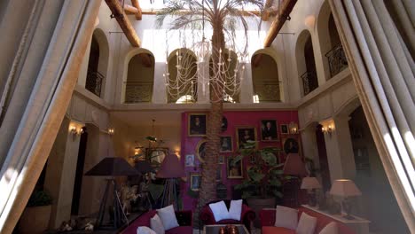 horizontal view up to the ceiling of a huge castle living room