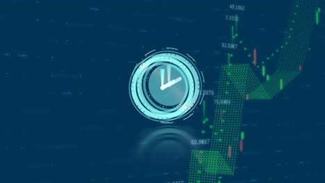Animación-Del-Reloj-En-Movimiento-Sobre-Gráficos-Y-Procesamiento-De-Datos.